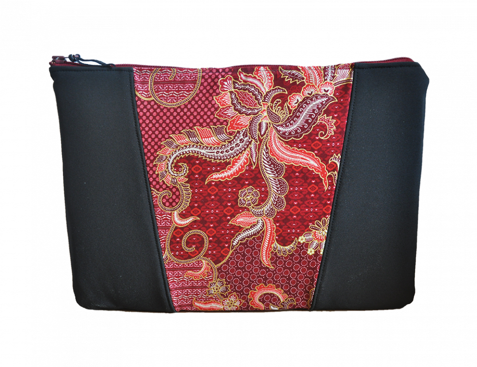 Red Batik Pattern Clutch Bag PNG image