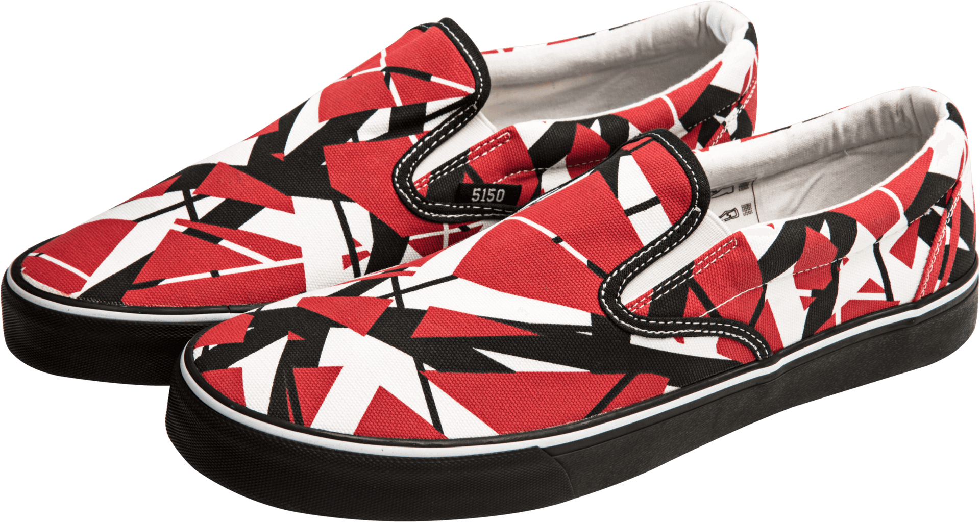 Red Black Abstract Pattern Vans Slip Ons PNG image