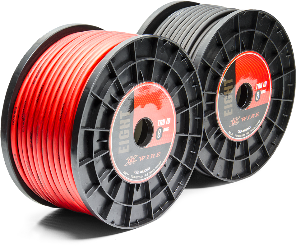 Red Black Electrical Wire Spools PNG image