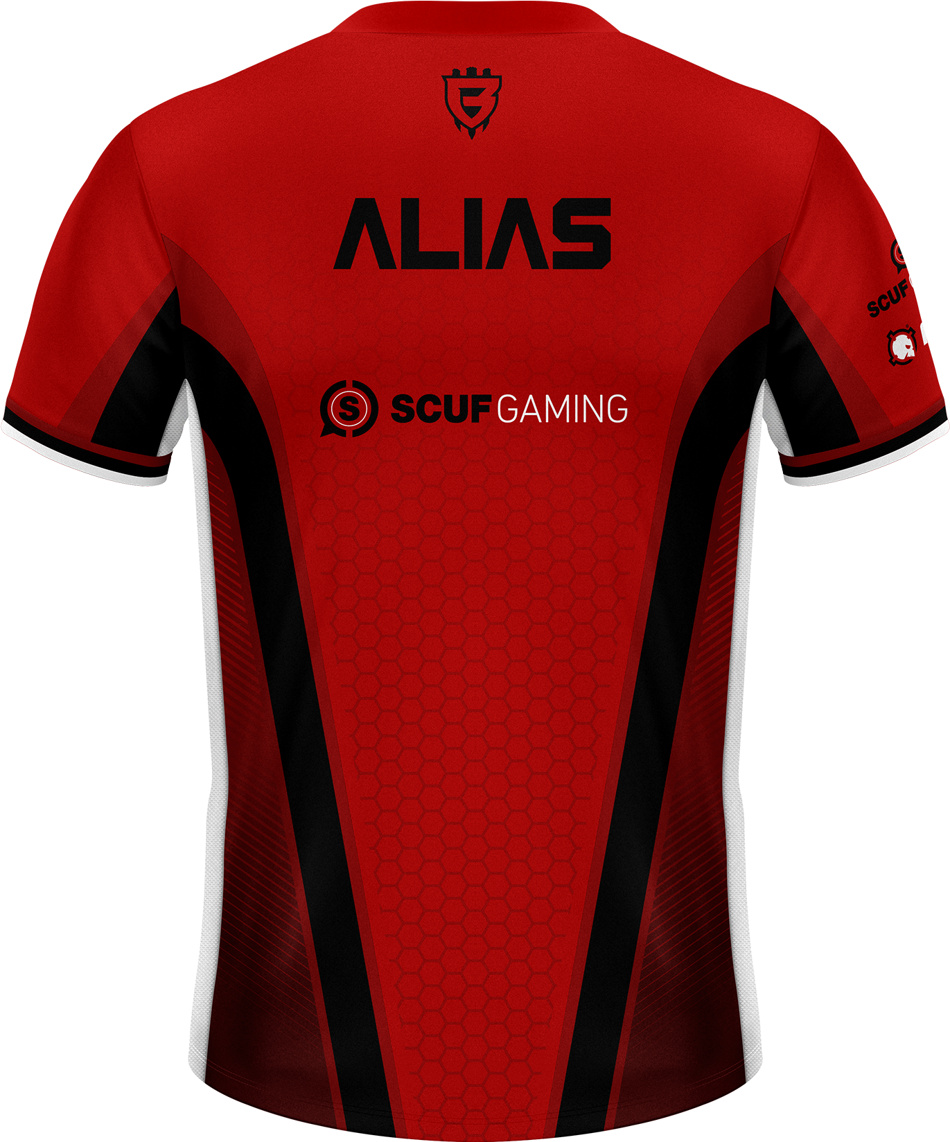 Red Black Gaming Jersey Back View PNG image