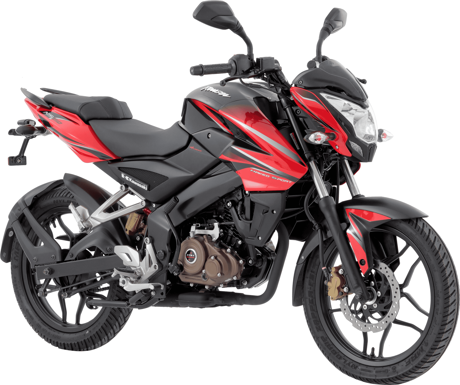 Red Black Pulsar Motorcycle Profile View PNG image