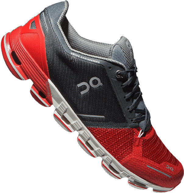 Red Black Running Shoe Profile View PNG image