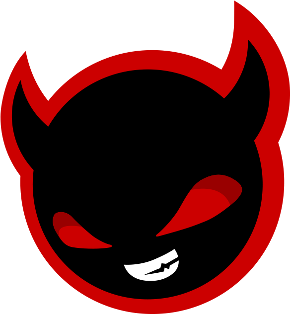 Red Black Smiling Devil Icon PNG image