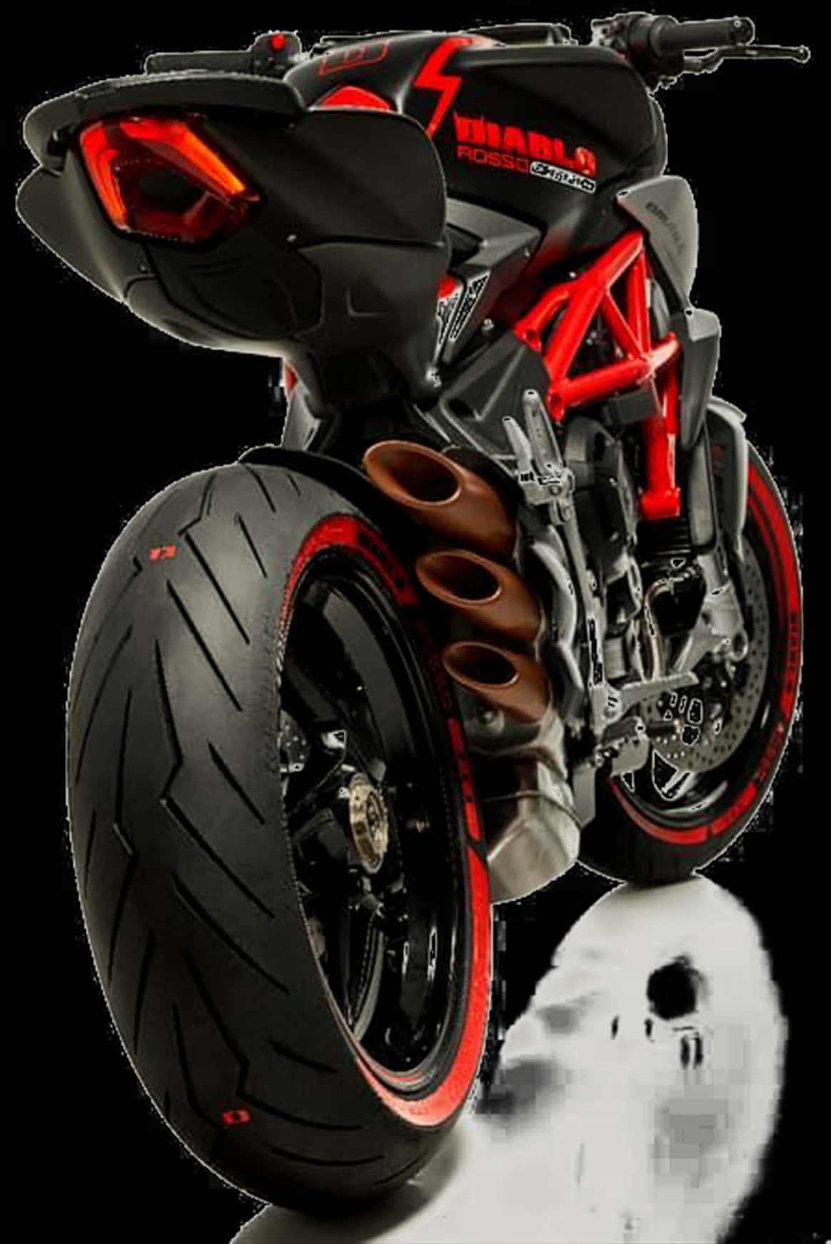 Red Black Sportbike Rear View PNG image