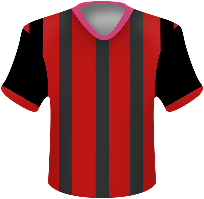 Red Black Striped Soccer Jersey PNG image