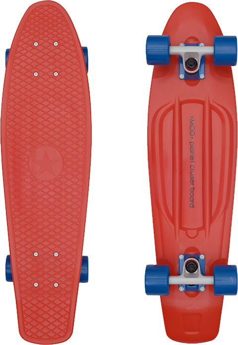 Red Blue Penny Skateboard PNG image