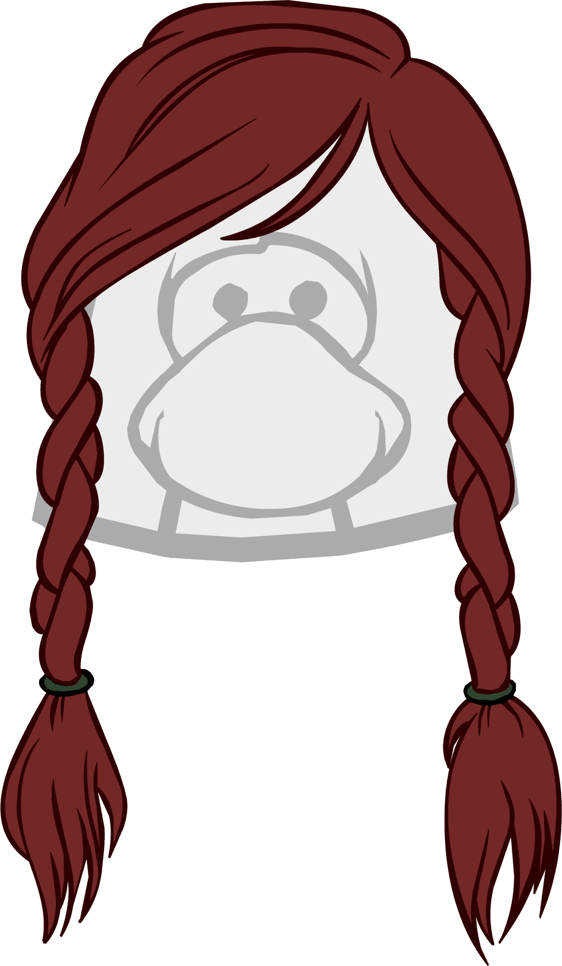 Red Braided Hair Cartoon Face Mask PNG image