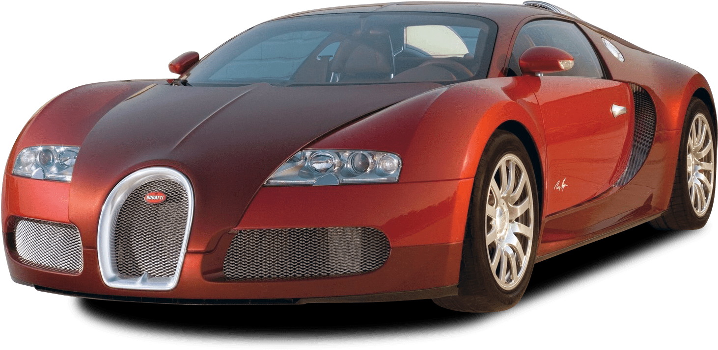 Red Bugatti Veyron Side View PNG image