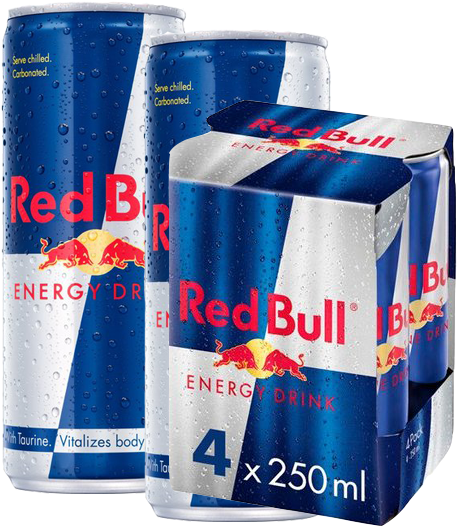 Red Bull Energy Drink4 Pack Cans PNG image