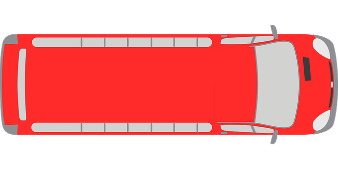 Red Bus Top View Vector PNG image