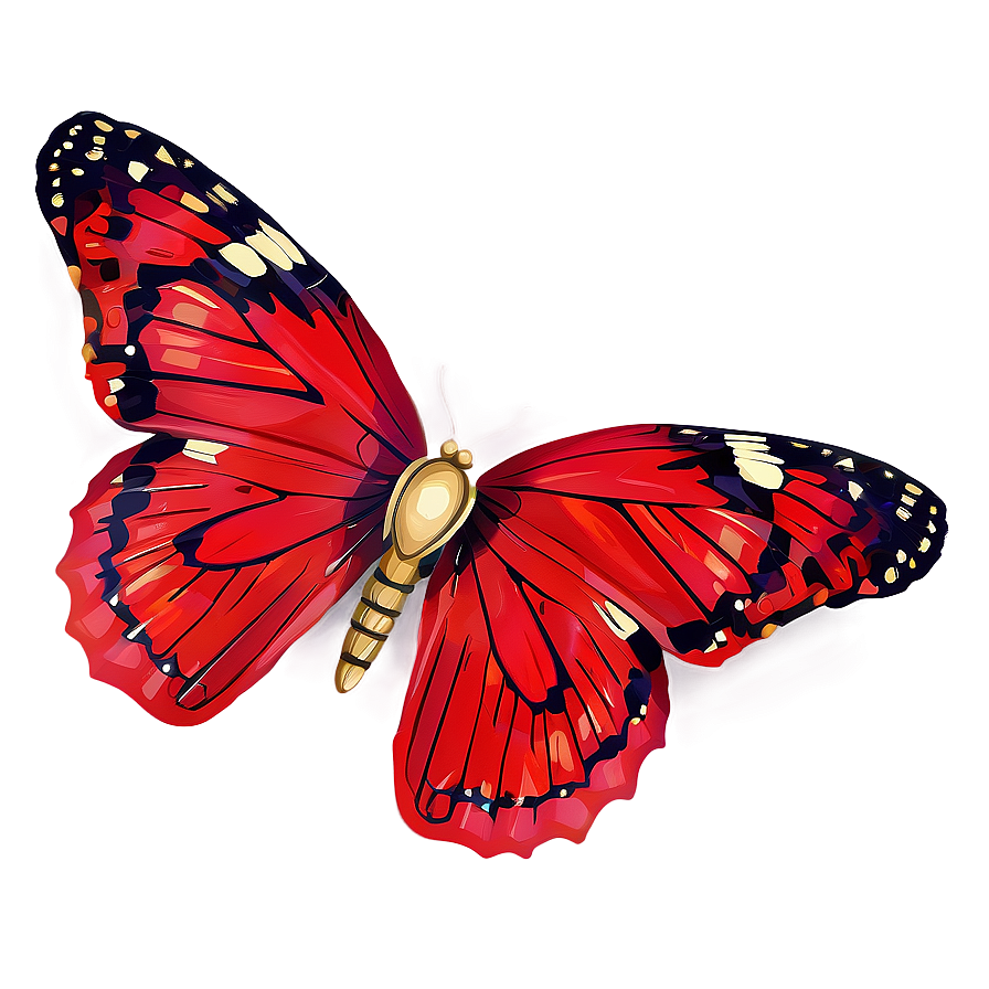 Red Butterfly Digital Art Png Mgx35 PNG image