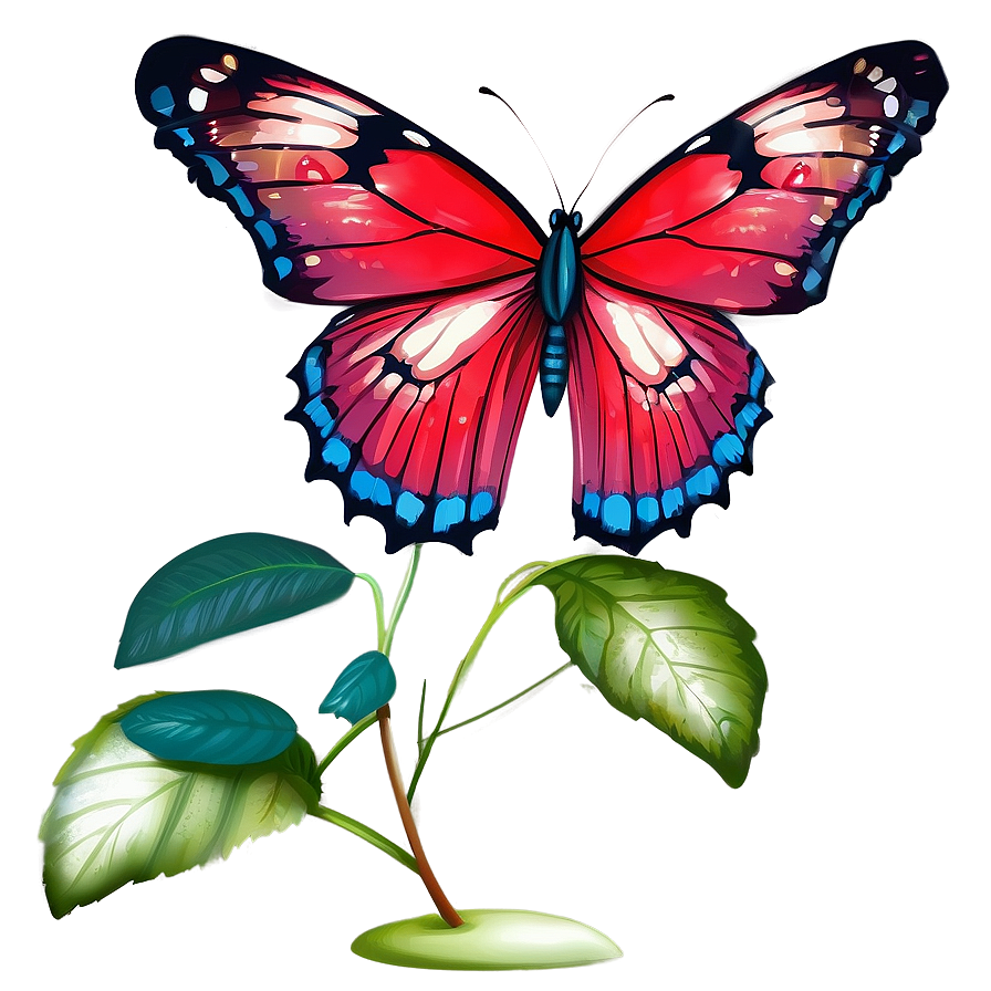 Red Butterfly In Garden Png Bix86 PNG image