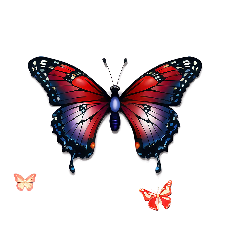 Red Butterfly Mural Png 06122024 PNG image