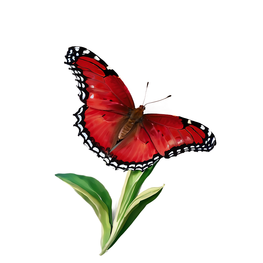 Red Butterfly On Flower Png 06122024 PNG image