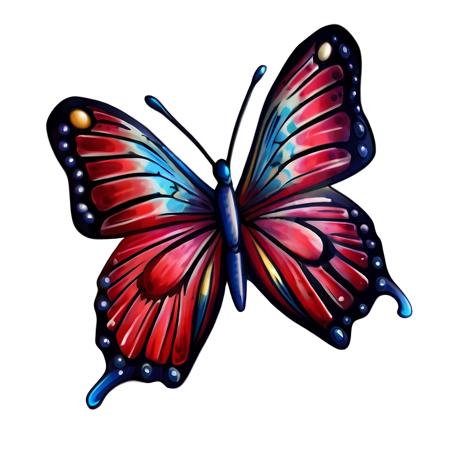 Red Butterfly Tattoo Design Png 2 PNG image