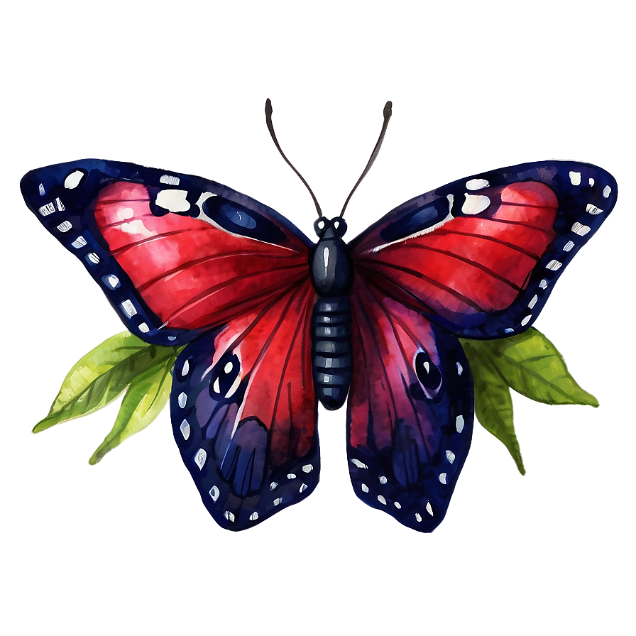 Red Butterfly Watercolor Png 06122024 PNG image