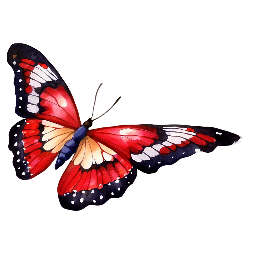 Red Butterfly Watercolor Png Pug40 PNG image