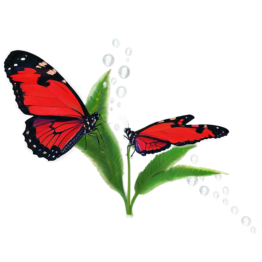 Red Butterfly With Dew Png 06122024 PNG image