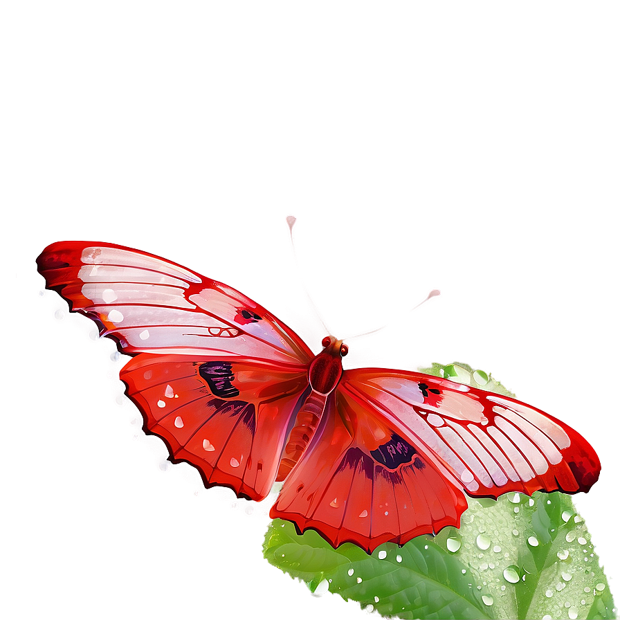 Red Butterfly With Dew Png 64 PNG image