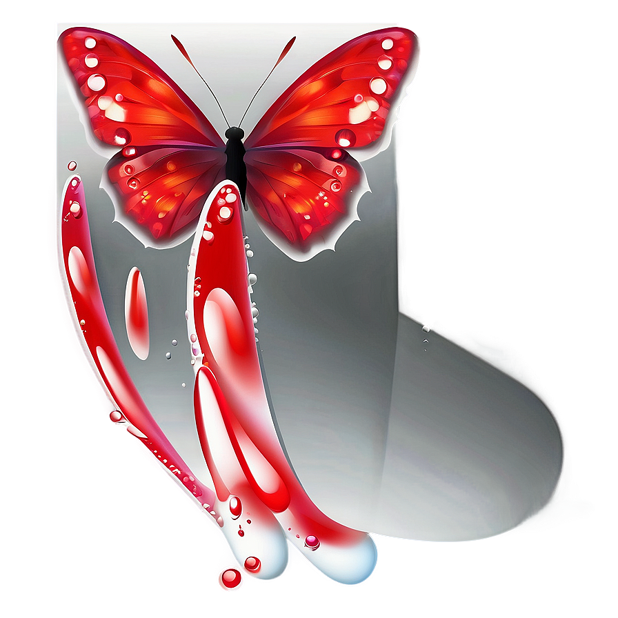 Red Butterfly With Dew Png Wat59 PNG image