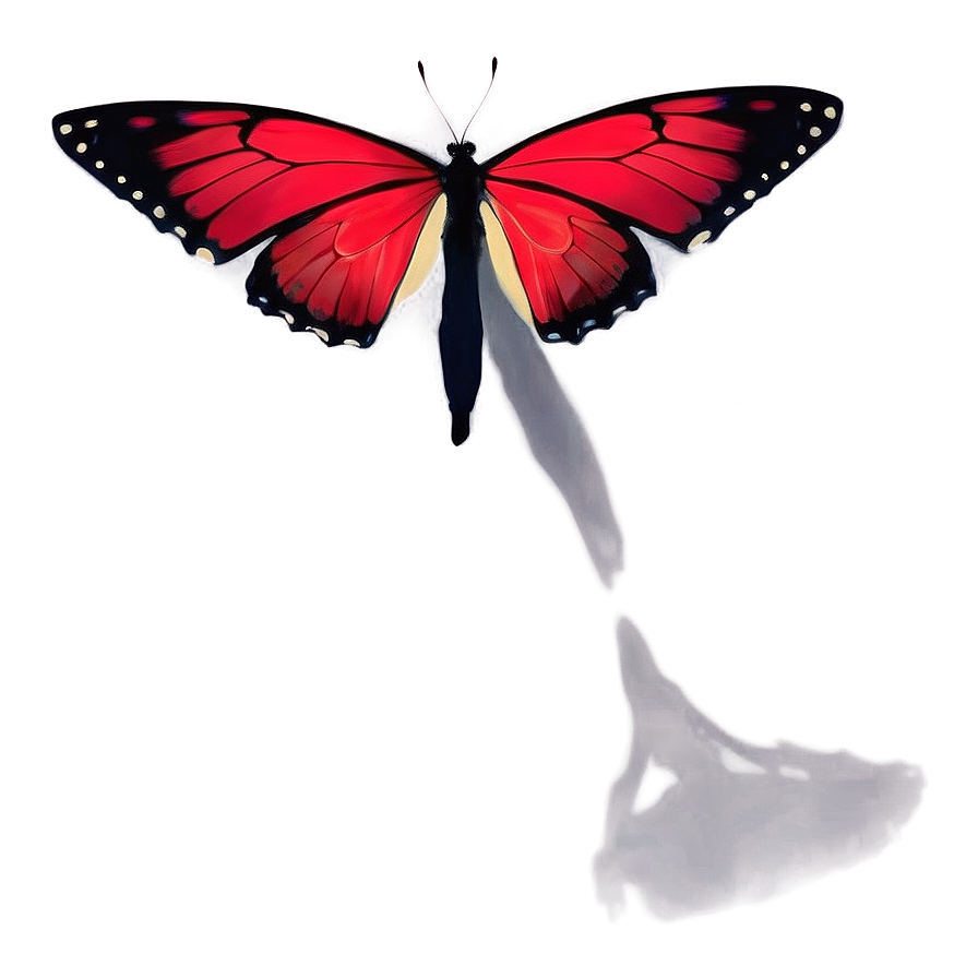 Red Butterfly With Shadows Png 43 PNG image