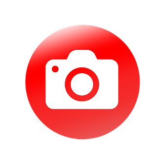 Red Camera Iconon Black Background PNG image