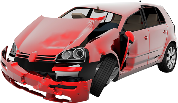 Red Car Crash Damage PNG image