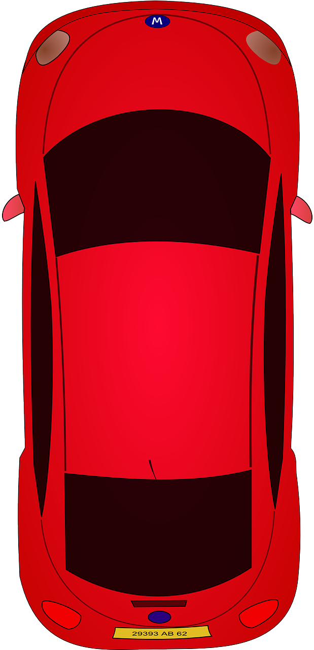 Red Car Top View Graphic PNG image