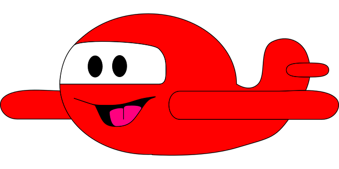 Red Cartoon Airplane Smiling PNG image