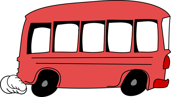 Red Cartoon Bus Vector Illustration PNG image