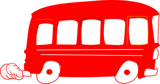 Red Cartoon Bus Vector PNG image