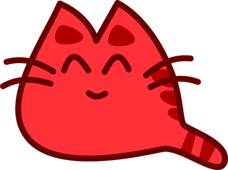 Red Cartoon Cat Smiling PNG image