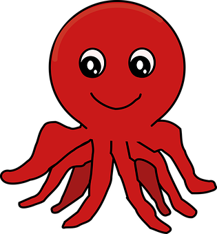 Red Cartoon Octopus PNG image