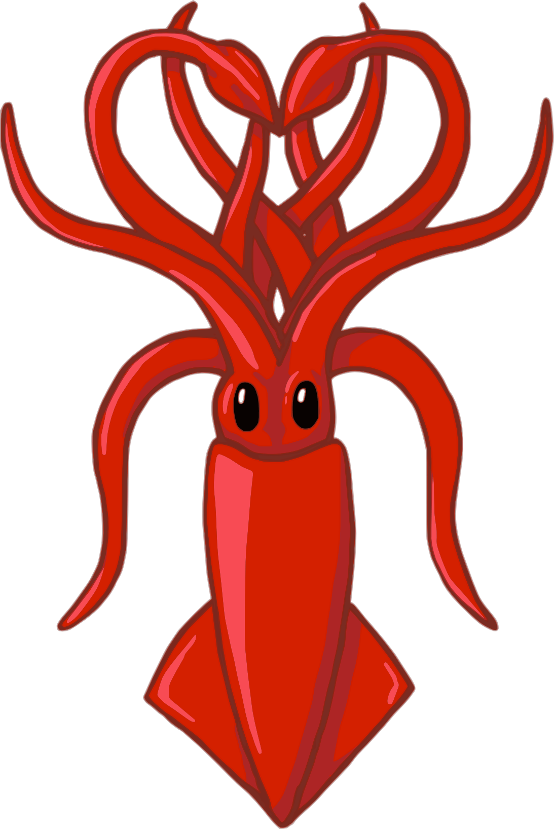 Red Cartoon Squid Illustration PNG image