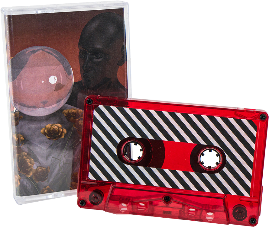 Red Cassette Tapewith Striped Labeland Case PNG image