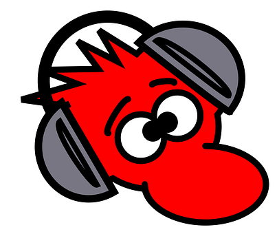 Red Character Headphones Sticker PNG image