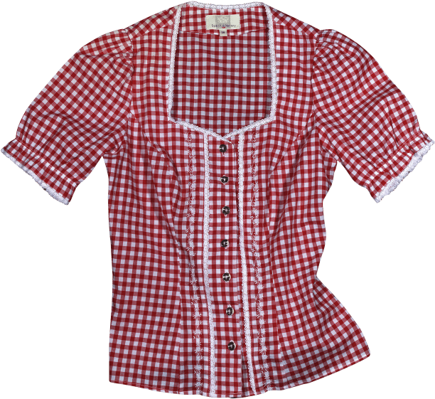 Red Checkered Blousewith Lace Trim PNG image