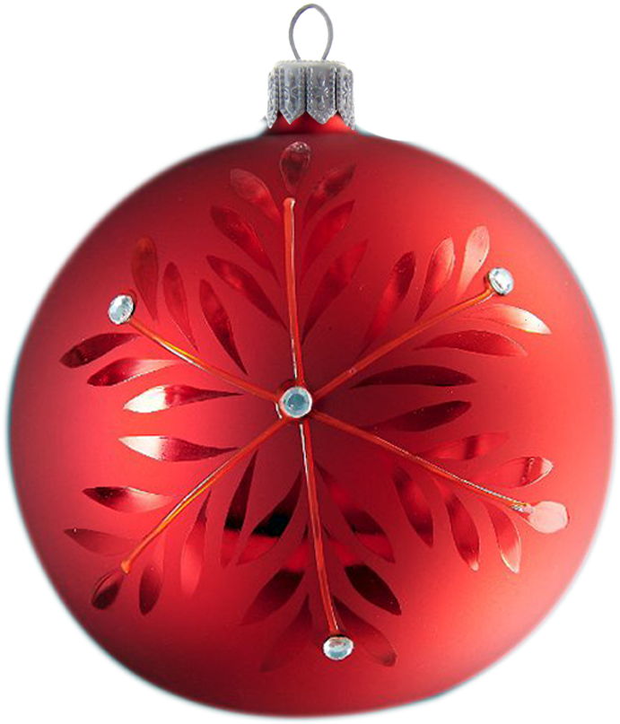 Red Christmas Ball Ornamentwith Floral Design PNG image