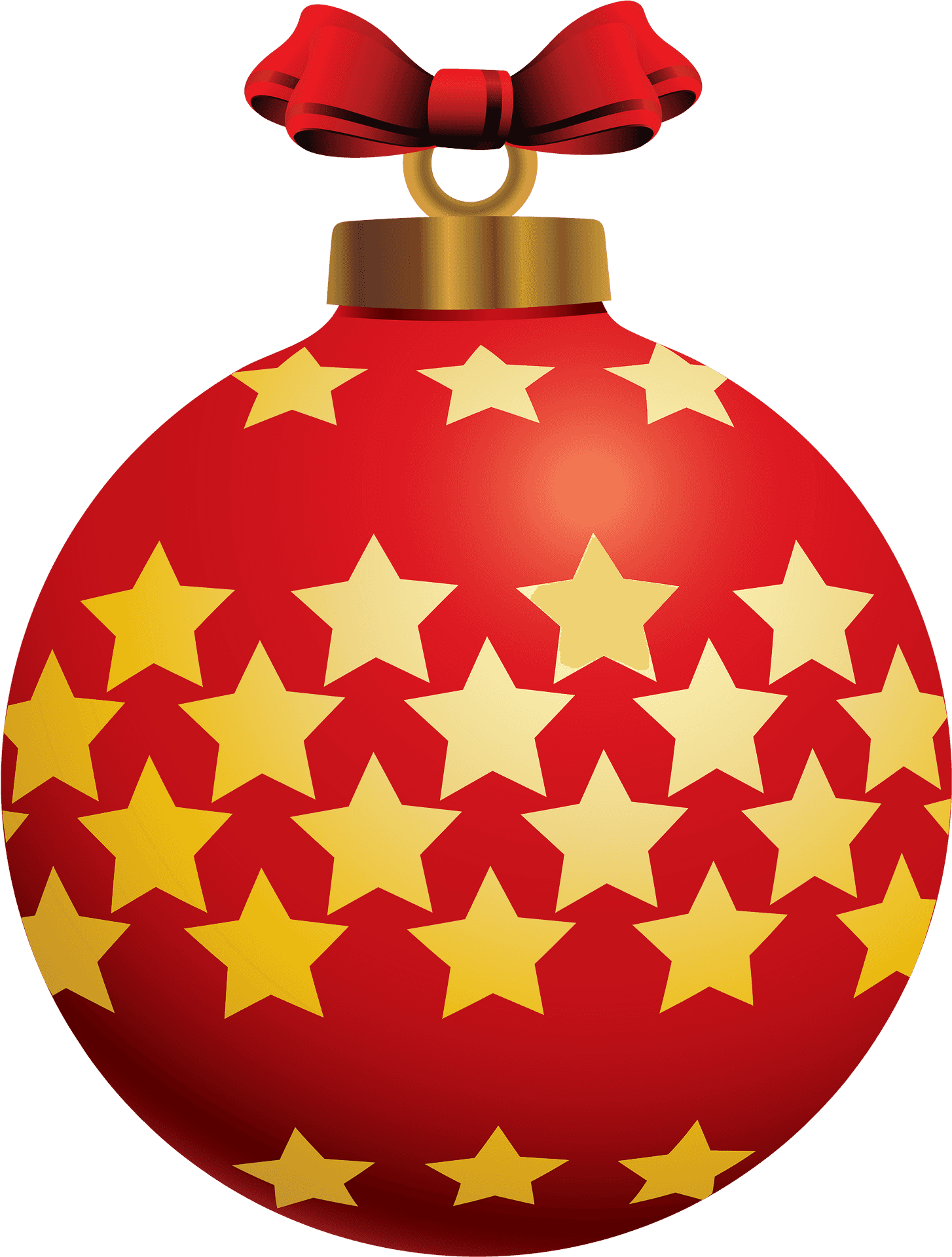 Red Christmas Ballwith Golden Stars PNG image
