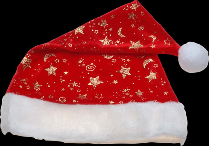 Red Christmas Hatwith Gold Patterns PNG image
