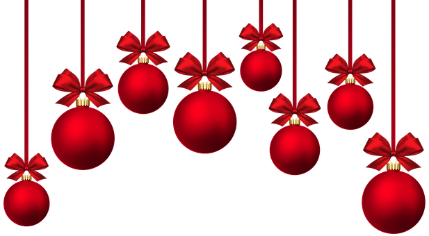 Red Christmas Ornamentswith Bows PNG image