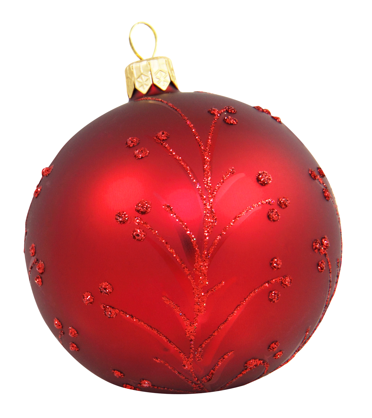 Red Christmas Ornamentwith Glitter Decoration PNG image