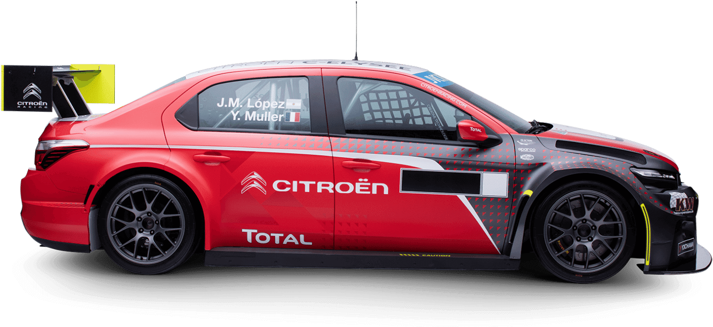 Red Citroen Racing Car Side View PNG image