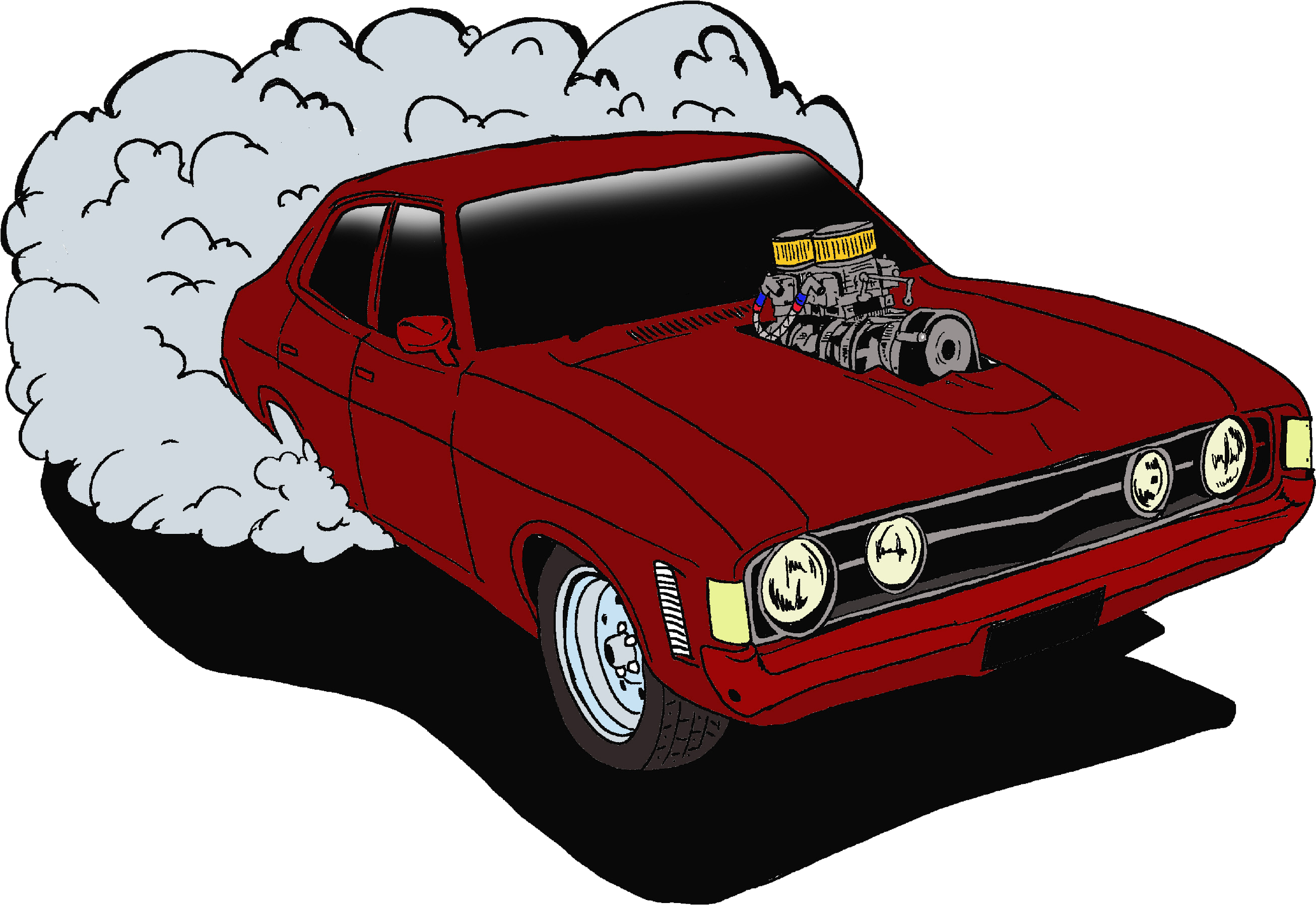 Red Classic Muscle Car Illustration PNG image