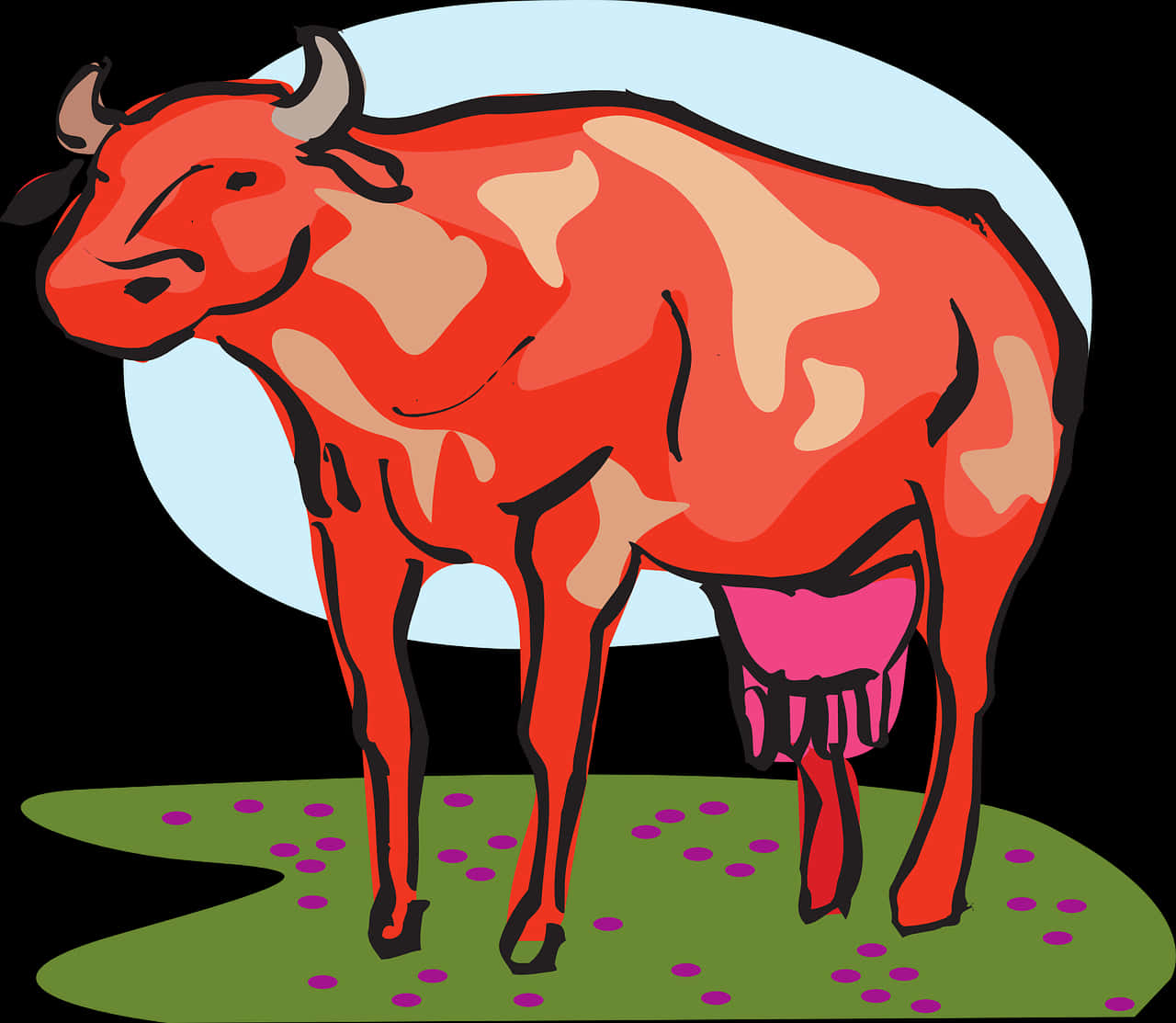 Red Cow Illustration PNG image