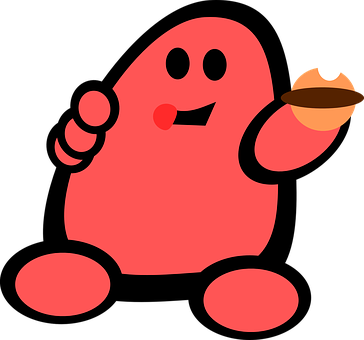 Red Creature Holding Sweets PNG image