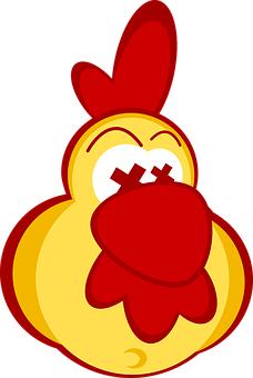 Red Crested Yellow Chicken Cartoon PNG image