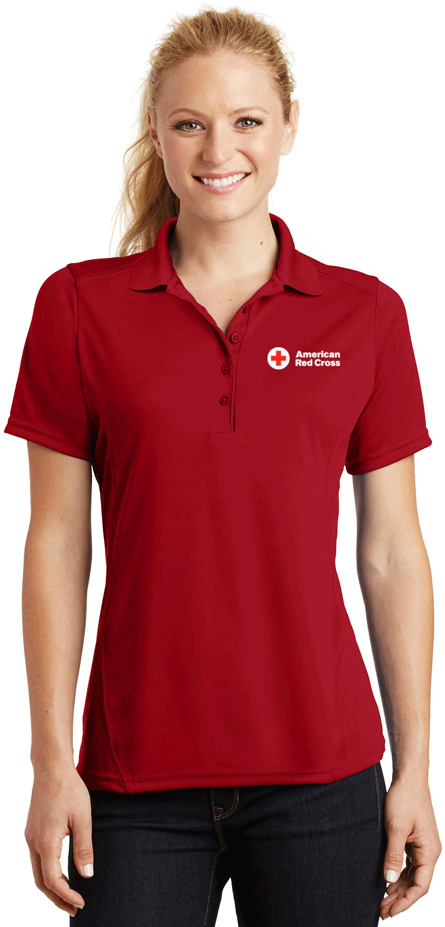 Red Cross Women Polo Shirt PNG image