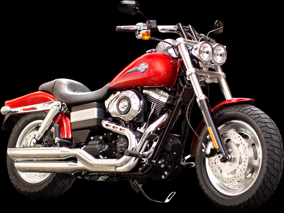 Red Cruiser Motorcycle Black Background PNG image