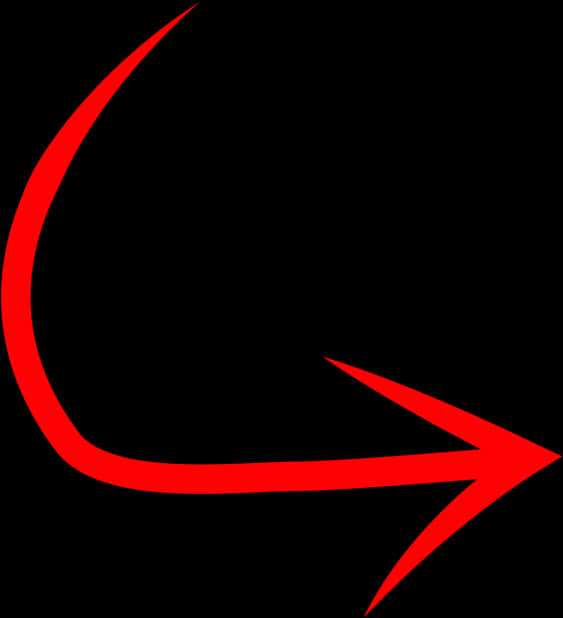 Red Curved Arrowon Black Background PNG image
